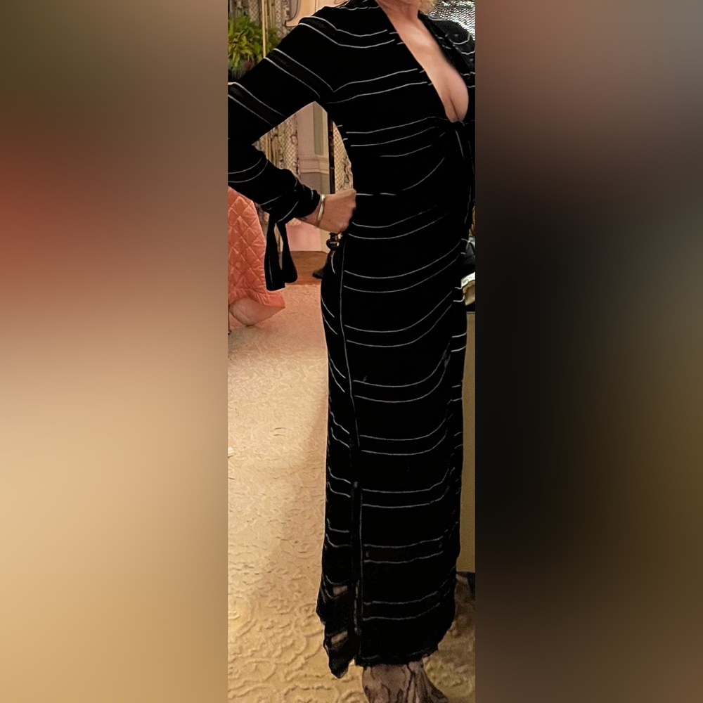Proenza Schouler dress full length with side slits striped with front knot